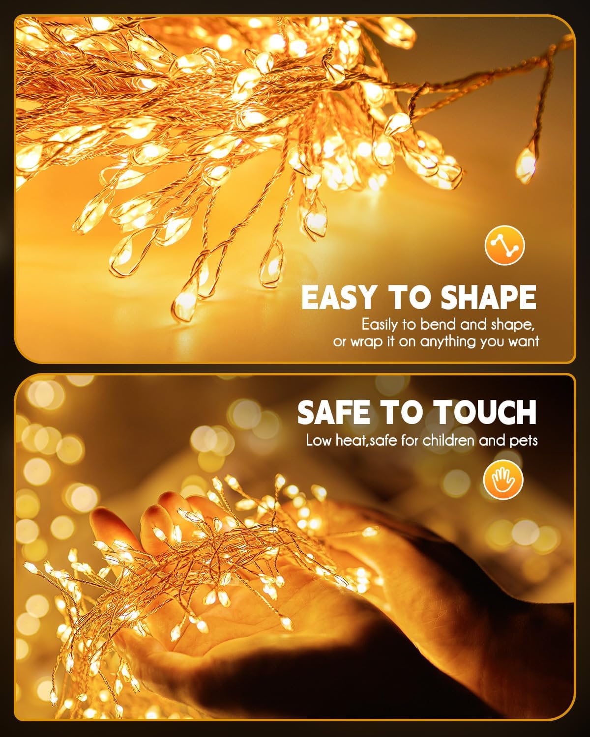 Solar String Lights - 19.6 FT, 240 LED, Warm White, Waterproof