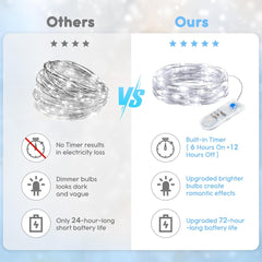 6 Pack Fairy Lights with Timer - 7ft Waterproof String Lights