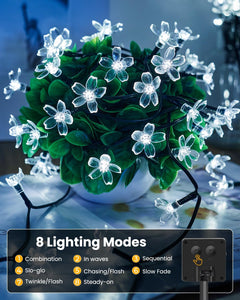 Solar Flower Lights - 60 LED, Waterproof, Christmas