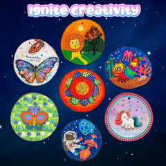 Kids Wooden Painting Kit - Glow in the Dark, 26 pcs Craft Set for Ages 5-12