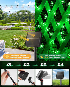 Solar Flower Lights - 60 LED, Waterproof, Christmas