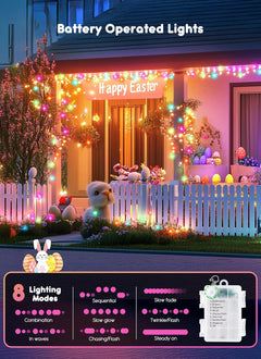 Waterproof Fairy Lights with Remote - 33ft Pink + Multicolor