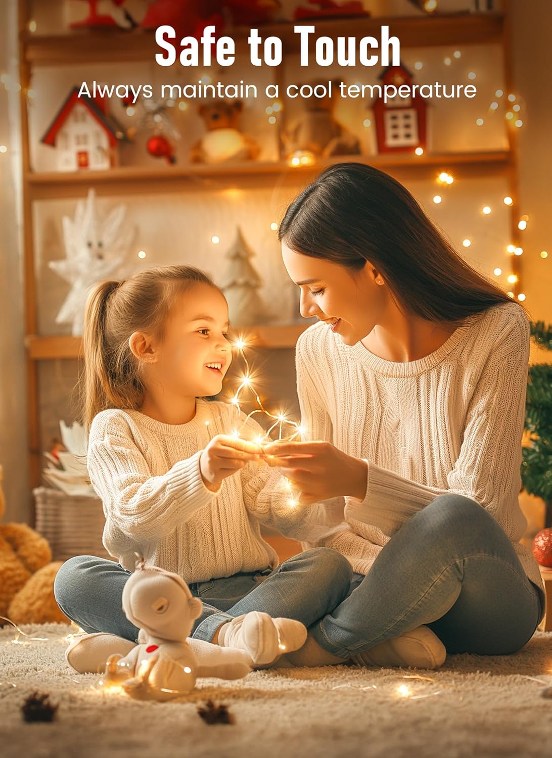 66ft Warm White Fairy Lights - 200 LED, Battery Operated with Remote