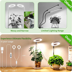 LED Plant Grow Light - 2 Head Adjustable Height Growing Lamp