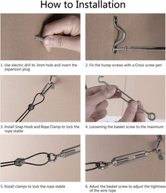 Outdoor String Lights Hanging Kit - 100 FT, Stainless Steel Cable