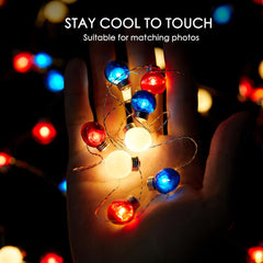 4th of July Decoration Lights - 10.8FT 30 LED Red White Blue