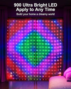 Smart Curtain String Lights - 900 LED App Controlled, DIY Patterns, Music Sync