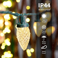 66ft 100 LED C9 Waterproof Strawberry String Lights, Plug-in Extendable Green Wire for Outdoor Indoor Patio Party Decoration