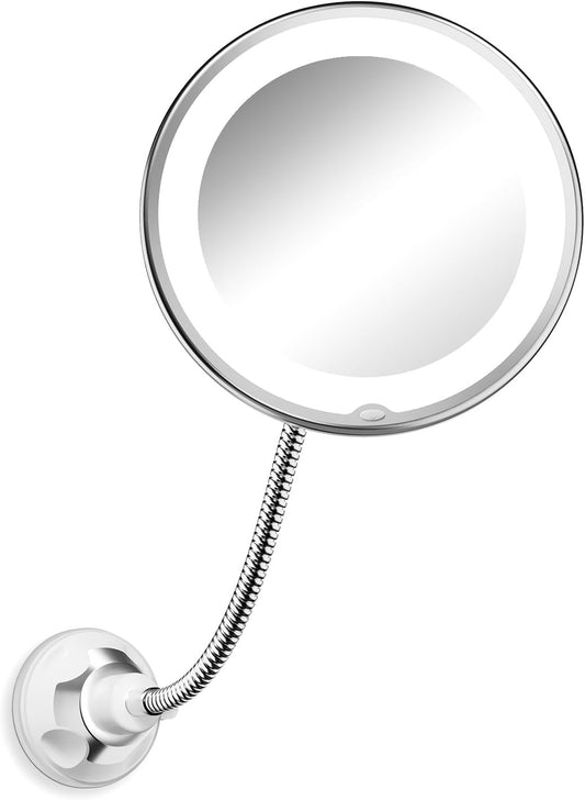 Makeup Mirror Lights with Gooseneck Mirror, 10x Magnifying