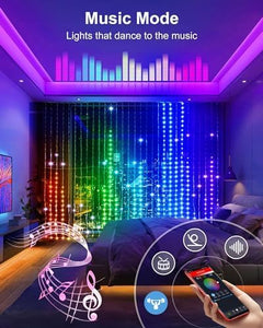 Smart Curtain String Lights - 900 LED App Controlled, DIY Patterns, Music Sync
