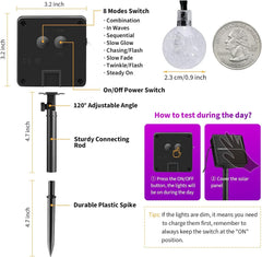 Purple Solar Halloween Lights, 36FT 60 LED Crystal Globe String Lights