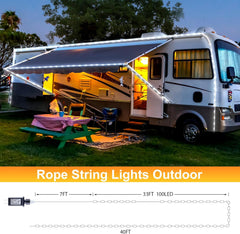 33FT 100 LED Outdoor Waterproof Twinkle String Lights in Pure White