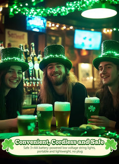 St. Patrick's Day Green Mini Lights - 8ft 20 LED Battery Operated String Lights