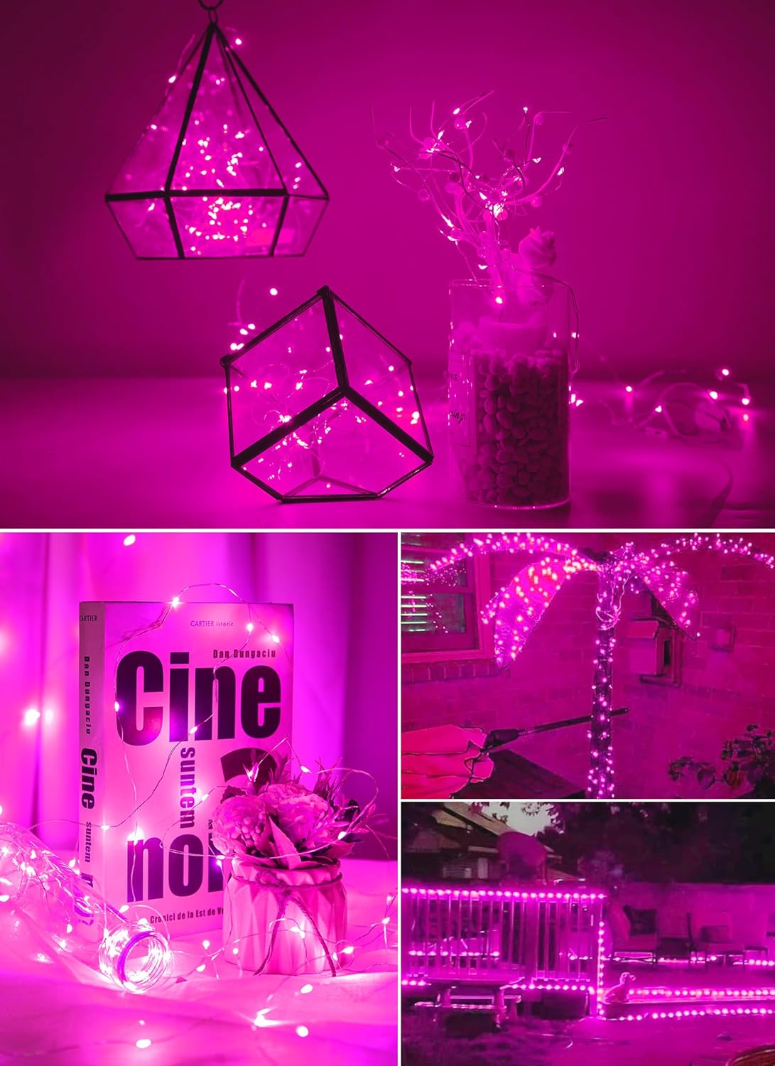 Fairy Lights - 33 FT, 100 LED, Pink, Waterproof, Battery Operated
