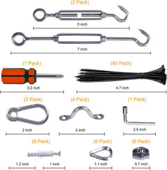 Outdoor String Lights Hanging Kit - 100 FT, Stainless Steel Cable