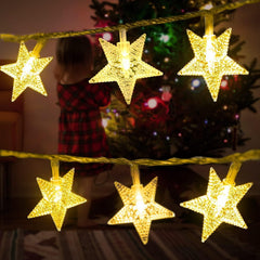 33 ft 100 LED Plug in Stars Fairy String Lights with Remote for Bedroom, Warm White + Multicolor