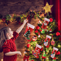 4 Pack Christmas Stockings with Personalized Name Tags, 18 Inches Red