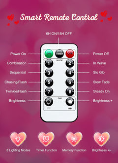 39FT 100 LED Pink String Lights, USB Operated Waterproof Decor