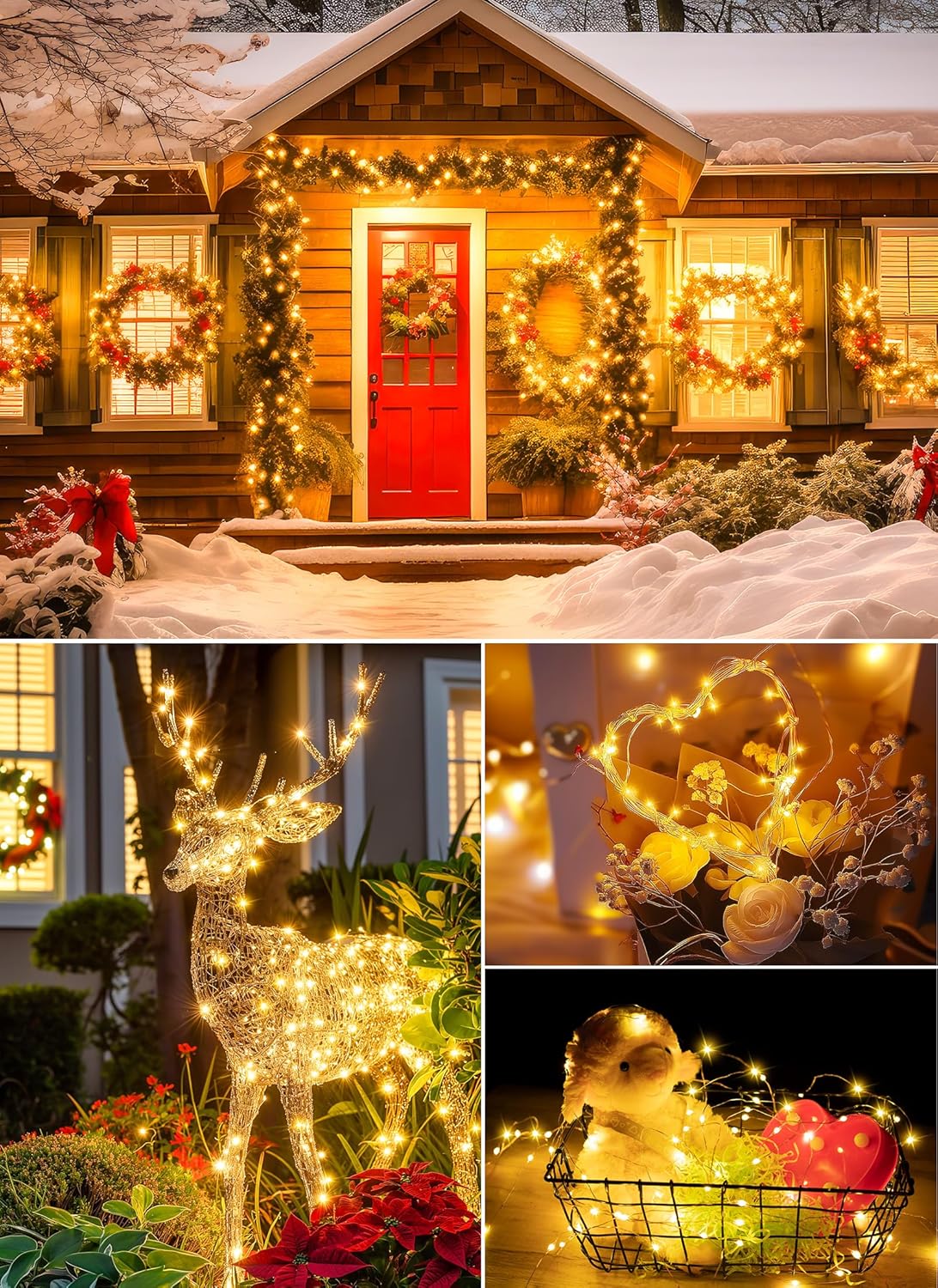 66ft Warm White Fairy Lights - 200 LED, Battery Operated with Remote