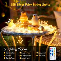 USB Fairy String Lights - 66 FT, 200 LEDs, Copper Wire, Remote Control