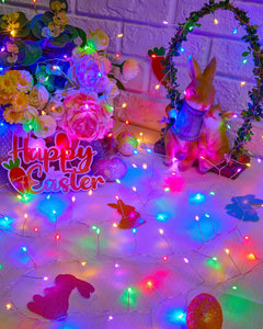 Easter Fairy Lights, Battery Operated, Waterproof, 5ft 60 LED Twinkle Lights