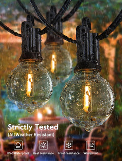 38FT Solar String Lights - Waterproof Outdoor Patio Lights with Bulbs