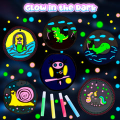 Kids Wooden Painting Kit - Glow in the Dark, 26 pcs Craft Set for Ages 5-12