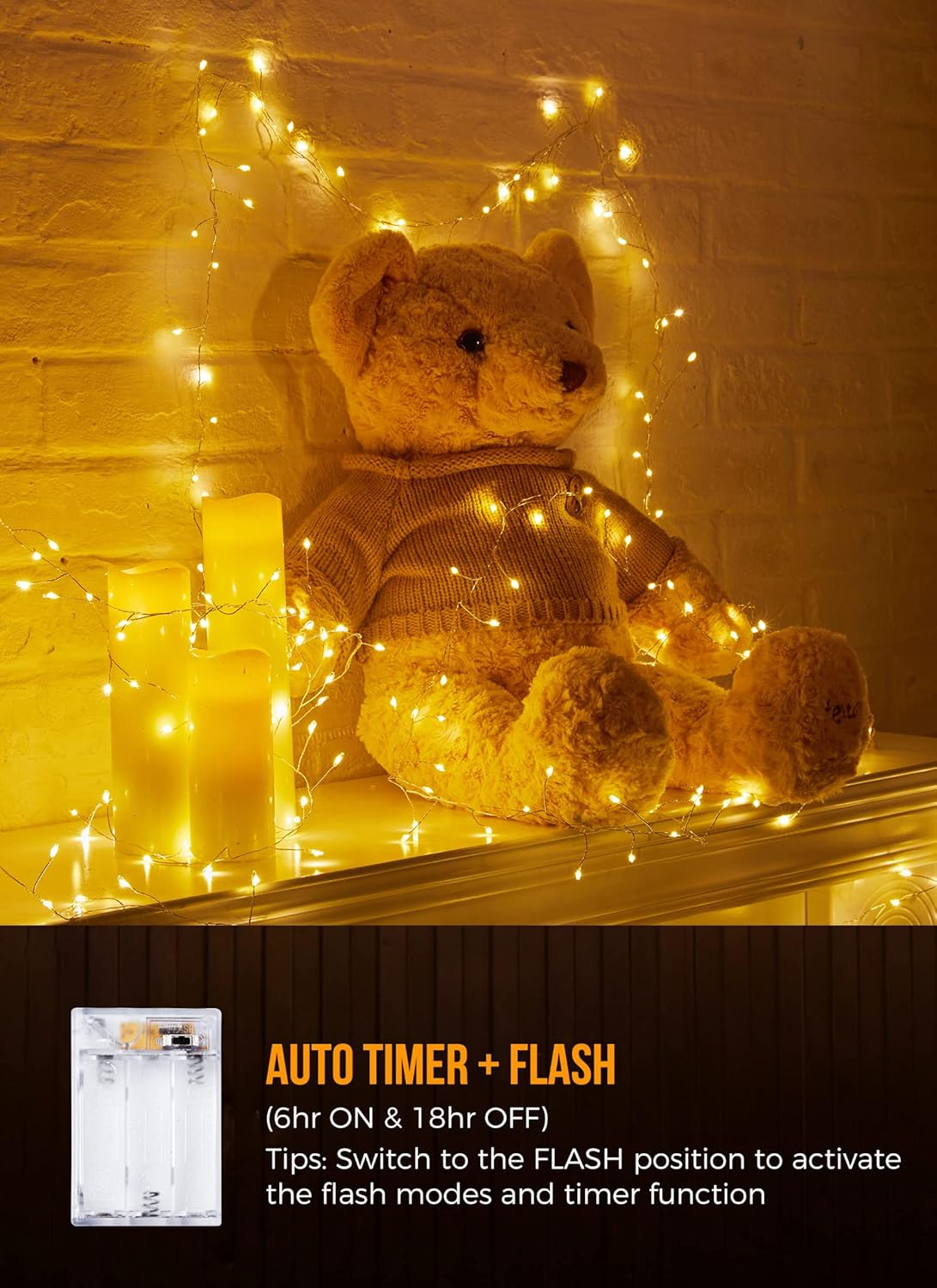 Battery Operated Fairy Lights - 2 Pack, 10 FT, 120 LEDs, Waterproof