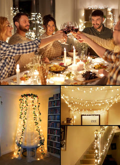 8ft 20LED Battery Operated Mini String Lights for Christmas Party Holiday Decoration, Warm White
