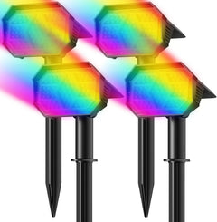 Solar RGB Spot Lights Outdoor - 4 Pack Color Changing Landscape Lights