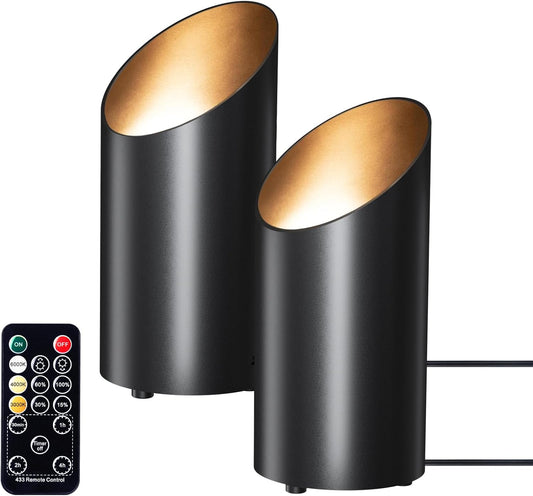 LED Floor Can Lights - 6000K, Remote, Timer, Dimmable - Indoor Uplighting (Black)