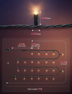 82ft 250LED Smart Color Changing Christmas Halloween Tree Lights, Smart App & Timer