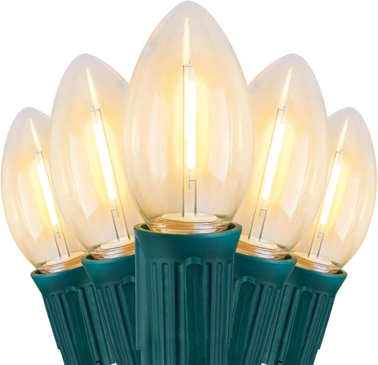 100 Feet C9 String Lights with 50 Shatterproof C9 Bulbs, Waterproof Connectable Christmas Tree Lights for Outside Patio Xmas Decorations (Warm White)