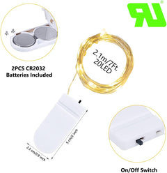 6 Pack Battery Operated Fairy Lights - 7ft, 20 LED Warm White