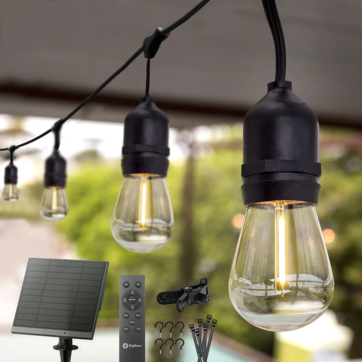 Solar S14 LED Bulb String Lights with Type-C Charging