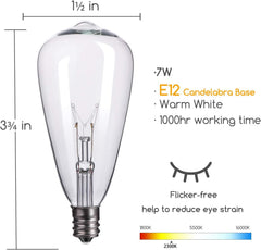 25 Pack ST40 7W 120V Edison Replacement Light Glass Bulbs for ST40 String Lights, Warm White