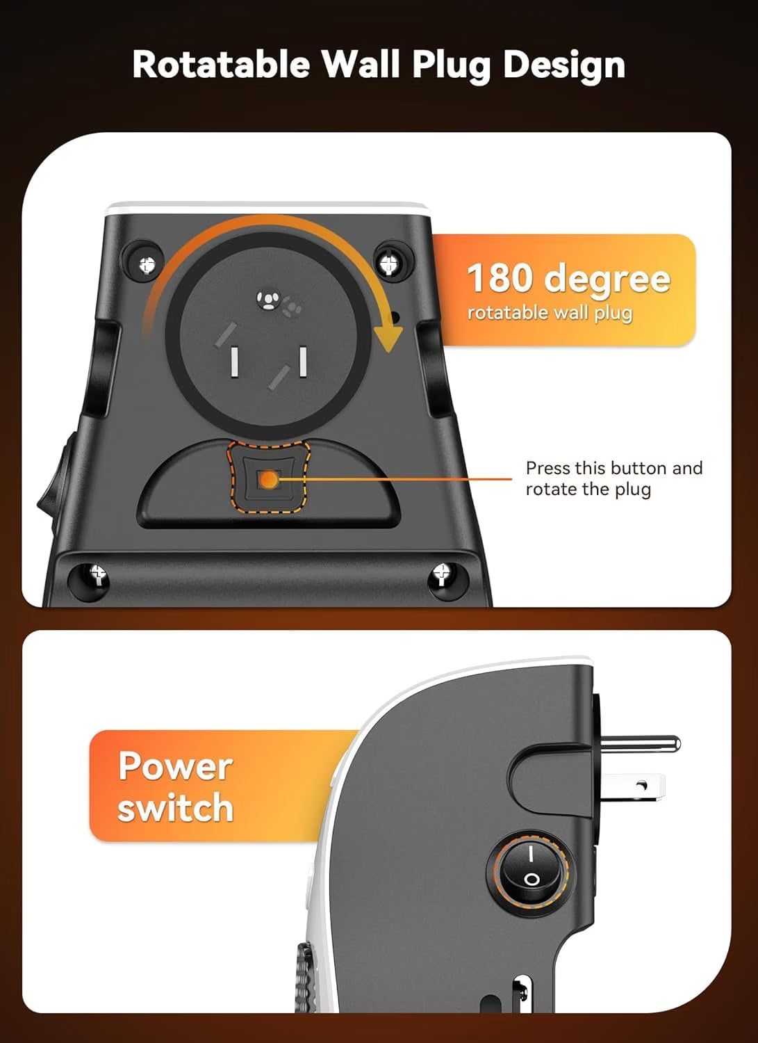 450W Wall Plug in Outlet Heater with Remote for Bathroom Room Office Use, Clear LED Display