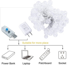 33ft 100 LED USB Plug in Crystal Globe Fairy Lights with Remote, 8 Modes, Warm White and Multicolor