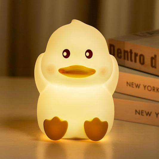 Duck Night Light for Kids - Cute Silicone Rechargeable Touch Lamp, 7 Colors