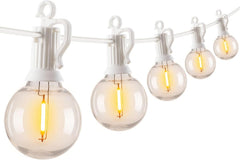 29FT Plug In G40 12 LED Bulbs String Lights for Patio Garden Cafe Wedding Deck, White Wire