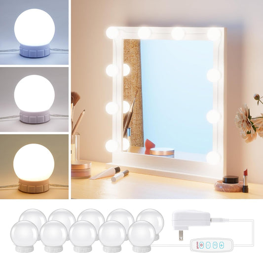 Hollywood Style 10 Dimmable Led Light Bulbs for Mirror Makeup, White (No Mirror Included)