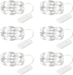 6 Pack Battery Operated Fairy Lights - 7ft, 20 LED Waterproof