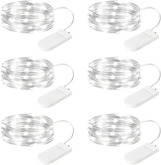 6 Pack Battery Operated Fairy Lights - 7ft, 20 LED Waterproof