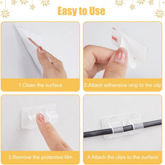 Christmas Light Clips - 30 Hooks & 35 Adhesive Strips for Indoor/Outdoor Decor