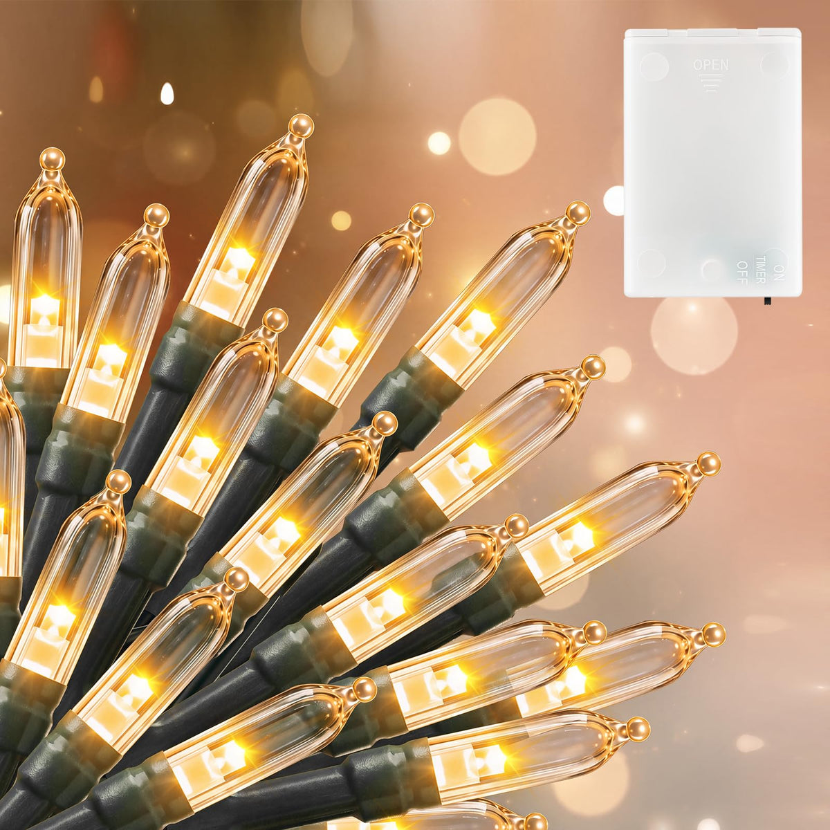 8ft 20LED Battery Operated Mini String Lights for Christmas Party Holiday Decoration, Warm White