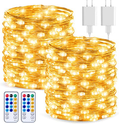 USB Fairy String Lights - 66 FT, 200 LEDs, Copper Wire, Remote Control