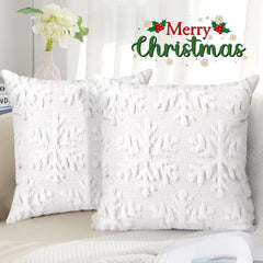 Brightown 18"x18" Christmas Snowflake Throw Pillow Covers, Set of 2
