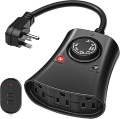 Outdoor Plug Timer with Remote - Dusk to Dawn, 3 Outlets, UL Listed