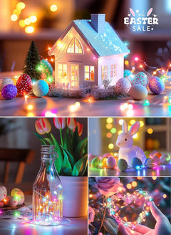 Waterproof Fairy Lights with Remote - 33ft Pink + Multicolor