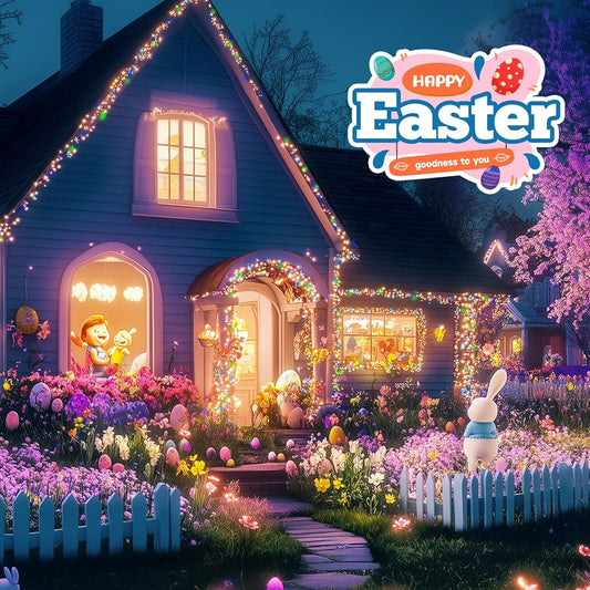 Easter Mini String Lights, Waterproof, Pink & Multicolor